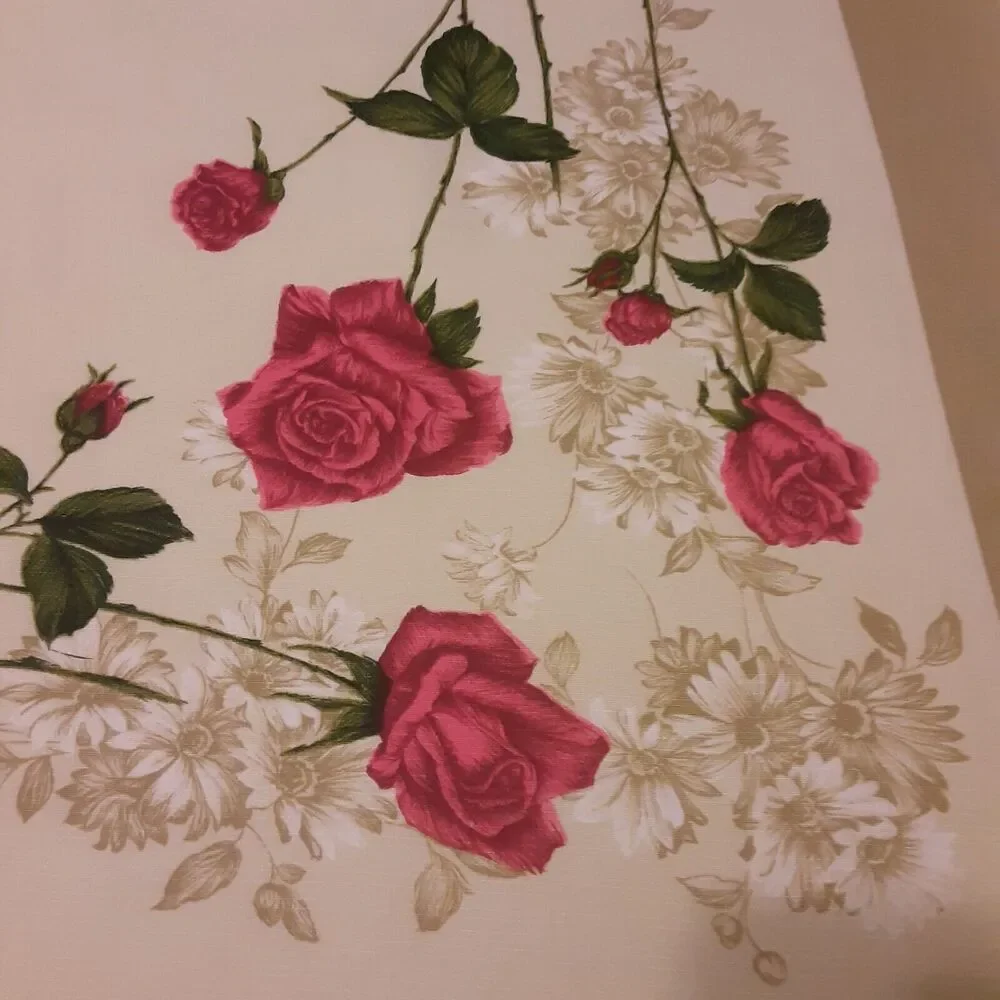 Vintage Rose Tablecloth Fine Quality 50x57 Romantic Versatile NOTE
